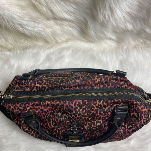 JPK Paris 75 Magenta Black Animal Print Fabric Satchel / shoulder bag . - Picture 3 of 12